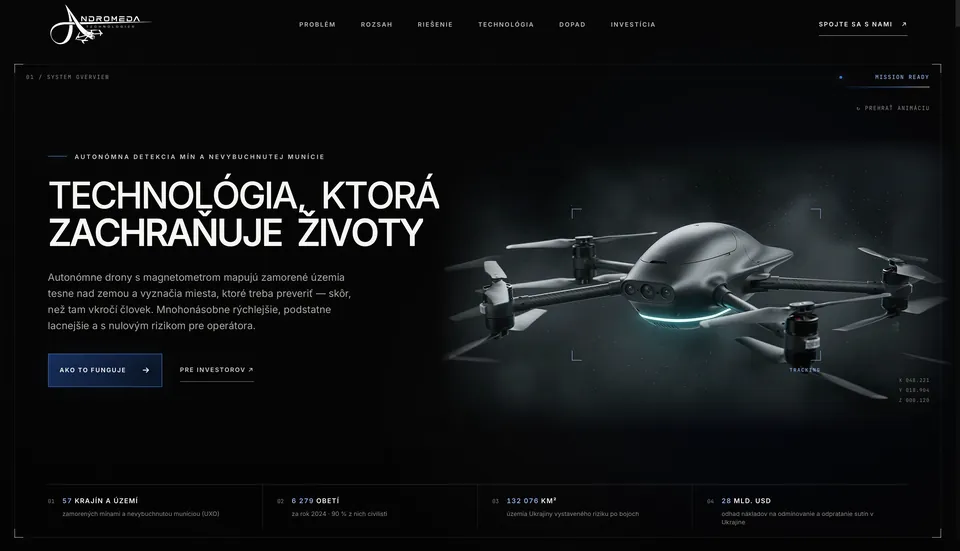 ANDROMEDA Technologies – ukážka webu