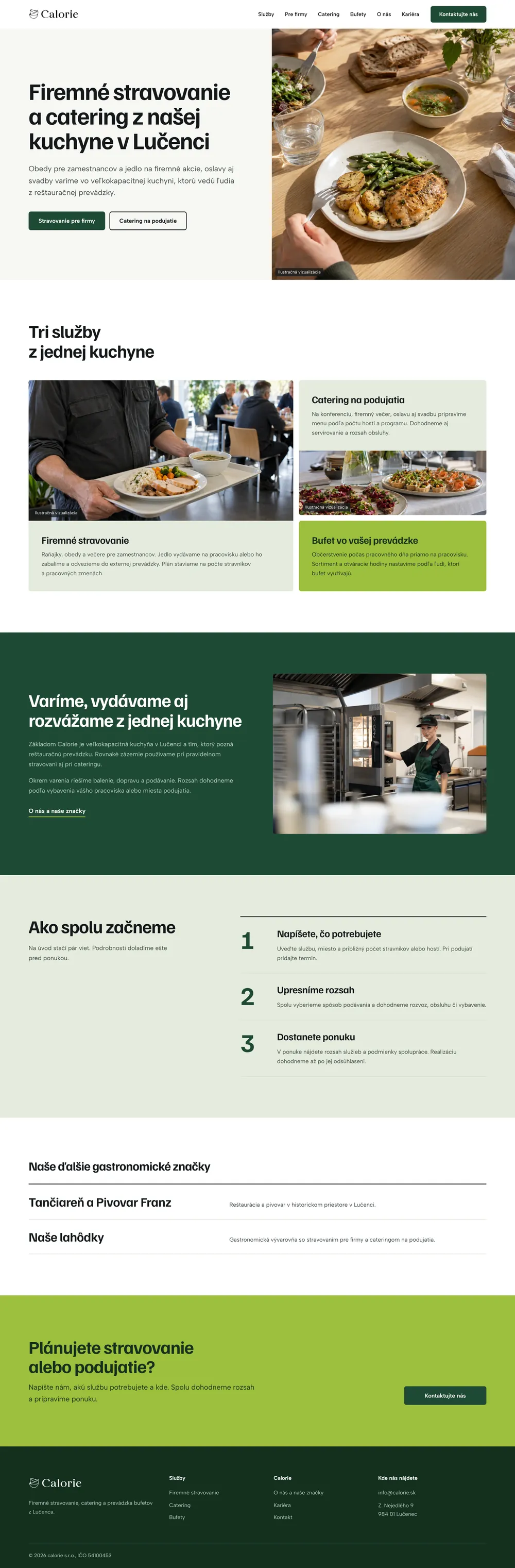 Calorie, celá stránka webu