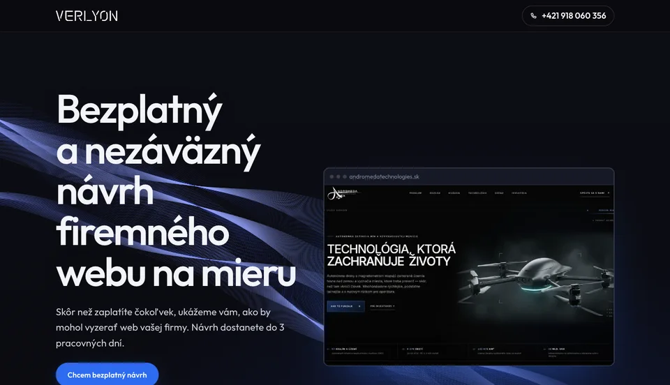 Naša cieľová stránka pre reklamu v Google Ads s bezplatným návrhom webu