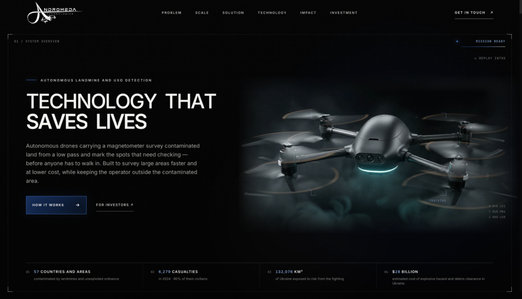 ANDROMEDA Technologies — anglická verzia webstránky
