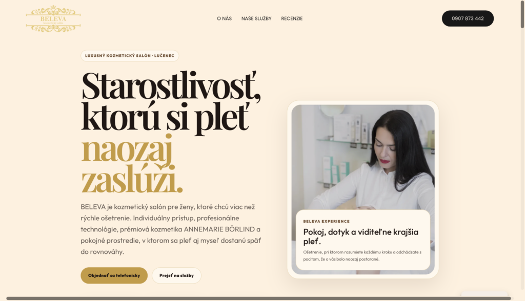 BELEVA — webstránka kozmetického salónu