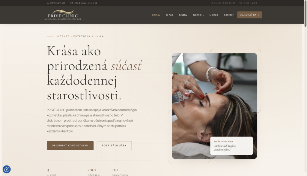 PRIVÉ CLINIC — webstránka estetickej kliniky