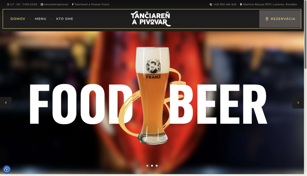 Tančiareň a pivovar FRANZ — webstránka